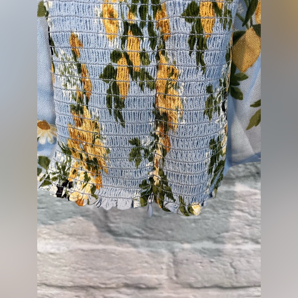 Reformation Blue Floral Sweetheart Top with Yellow Flowers - Picture 11 of 14